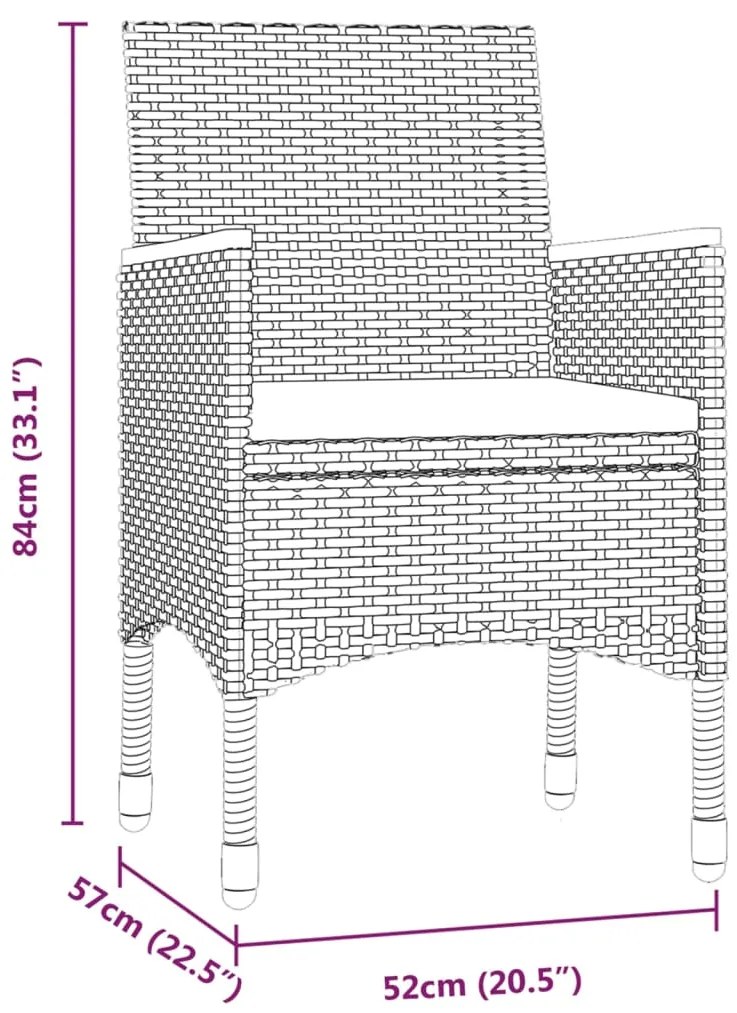 9 pcs conjunto de jantar para jardim com almofadões preto
