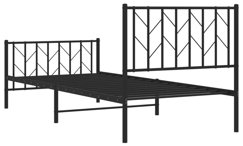 Estrutura de cama com cabeceira e pés 90x200 cm metal preto