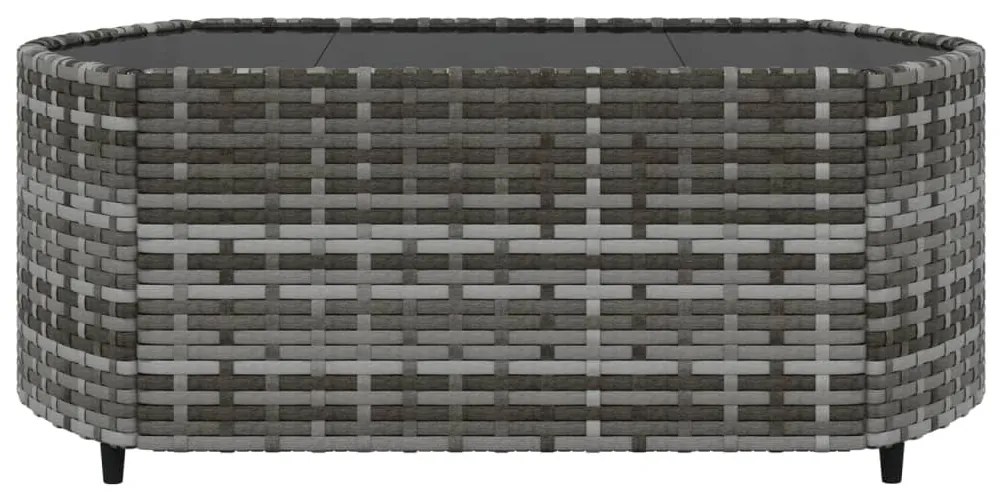 4 pcs conjunto lounge de jardim c/ almofadões vime PE cinzento