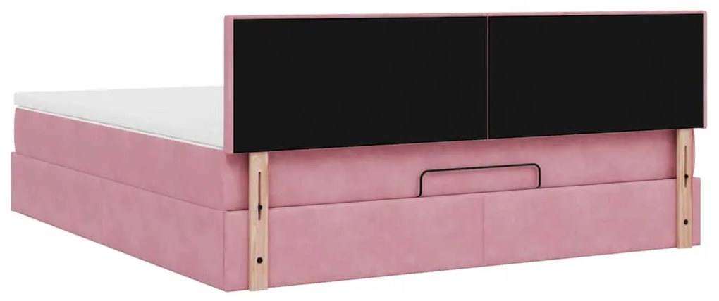 Estrutura de cama otomana com colchão 160x200 cm veludo rosa