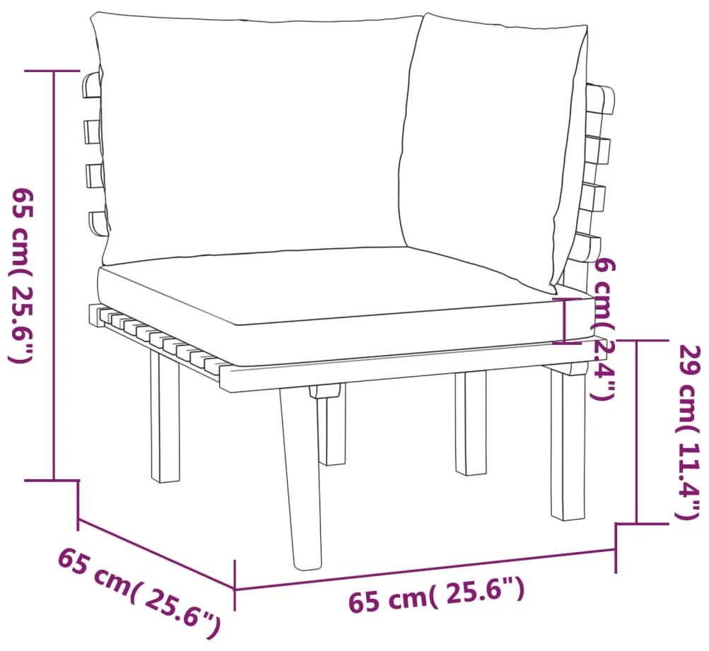 3 pcs conjunto lounge de jardim com almofadões acácia maciça