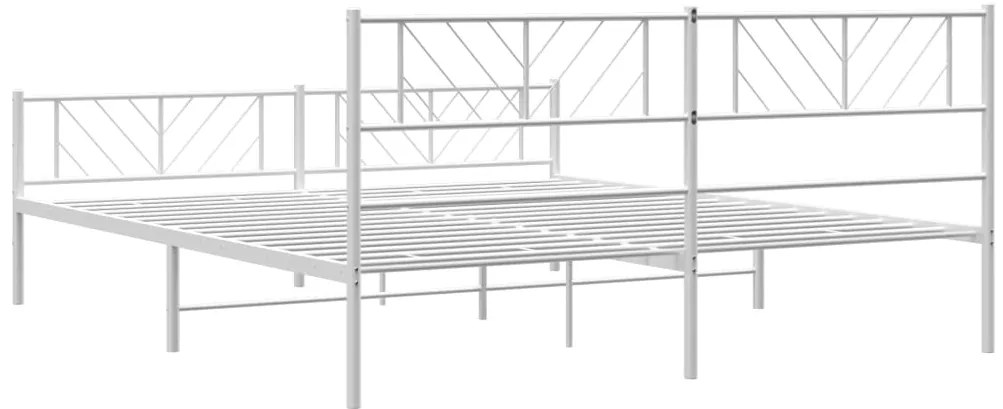 Estrutura de cama com cabeceira e pés 180x200 cm metal branco