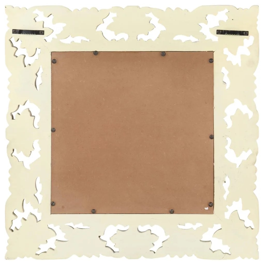 Espelho esculpido à mão 50x50 cm mangueira maciça branco