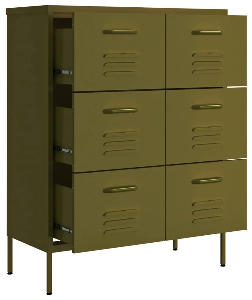 Armário com gavetas aço 80x35x101,5 cm verde-azeitona
