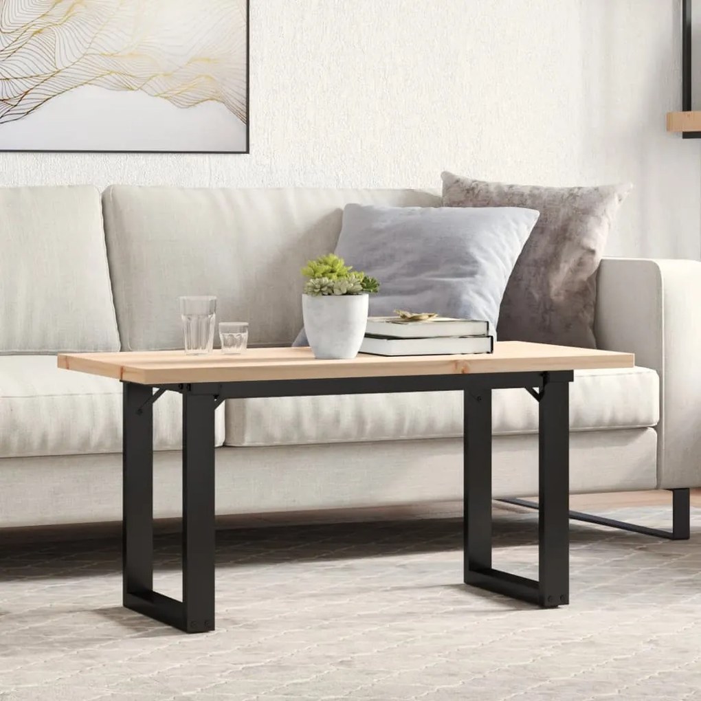 vidaXL Mesa de centro estrutura em O 90x40x45,5 cm pinho/aço