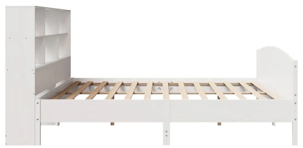 Cama com estante sem colchão 180x200 cm pinho maciço branco