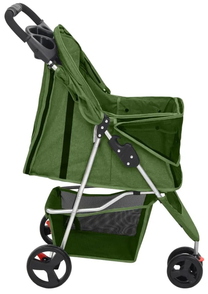 Carrinho dobrável para cães 80x46x98 cm tecido oxford verde