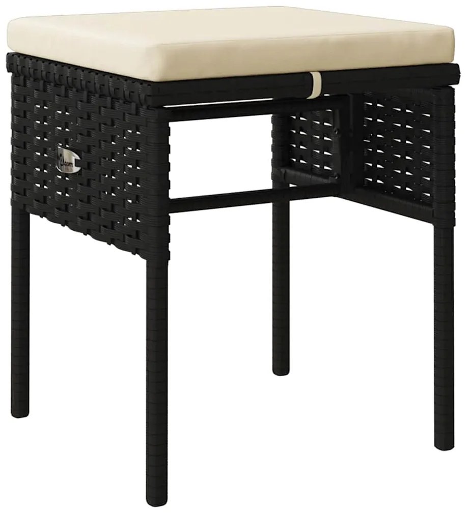 6 pcs conjunto lounge de jardim c/ almofadões vime PE preto