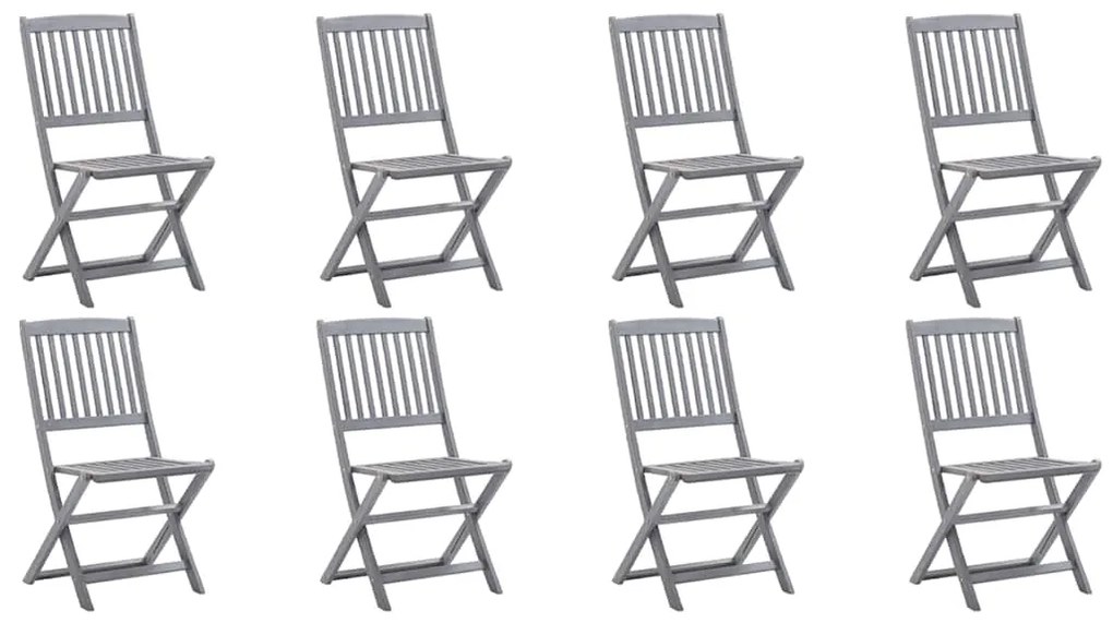 Cadeiras de exterior dobráveis 8pcs c/ almofadões acácia maciça