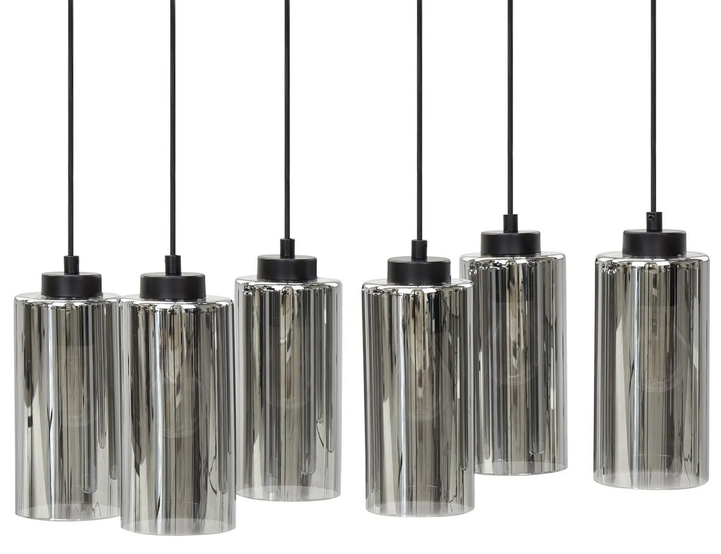 Candeeiro suspenso para 6 lâmpadas em vidro cinzento PURIRI Beliani