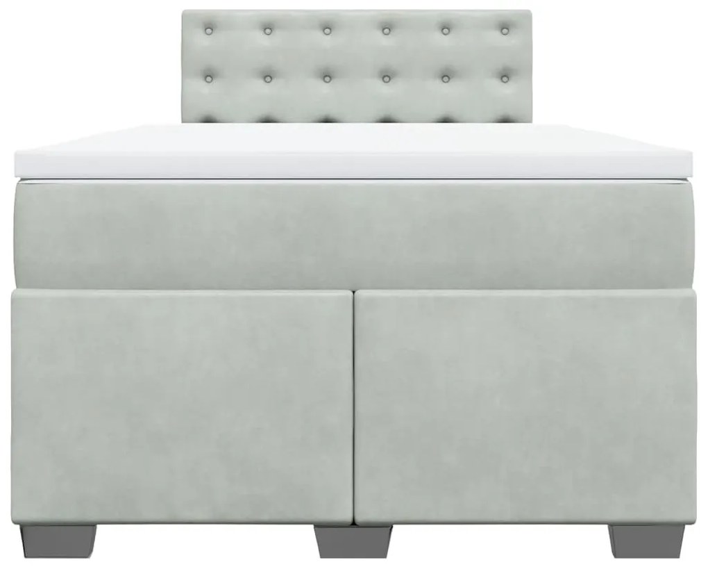Cama boxspring com colchão 120x190 cm veludo cinzento-claro