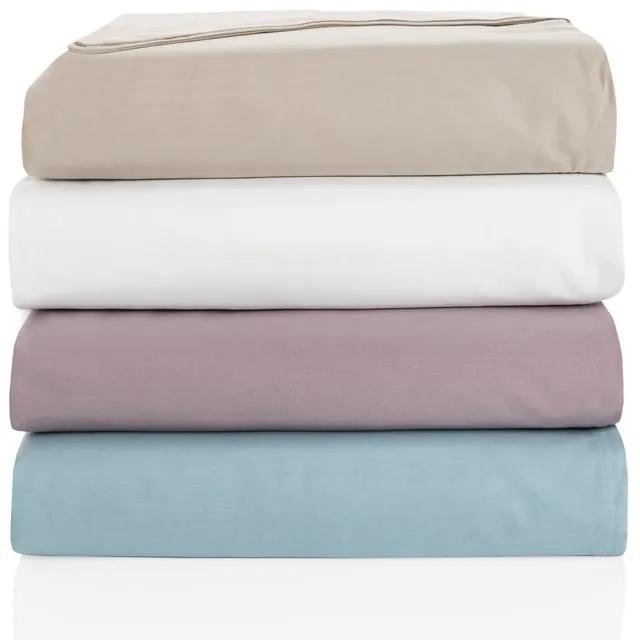 Jogos de lençóis 100% algodão percal: Azul cama 180cm - 1 lençol ajustavel 180x200+30 cm + 1 lençol superior 260x300 cm  + 2 fronhas 50x70 cm