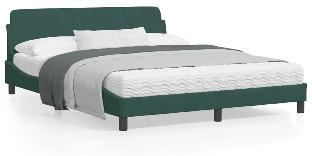 vidaXL Estrutura de cama sem colchão 160x200 cm veludo verde-escuro