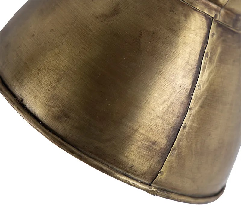 Candeeiro de teto industrial bronze com madeira 18 cm - Mangoes Industrial