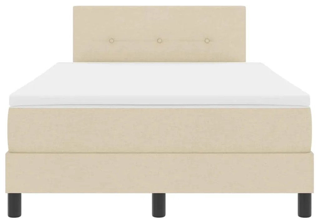 Cama Box Spring com Colchão e LED Creme 120x200 cm Tecido
