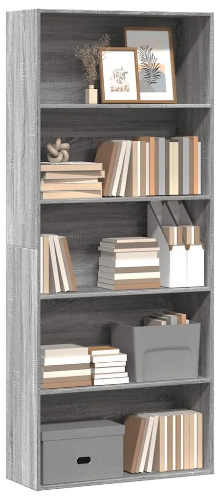 Estante 80x30x189 cm derivados de madeira cinzento sonoma