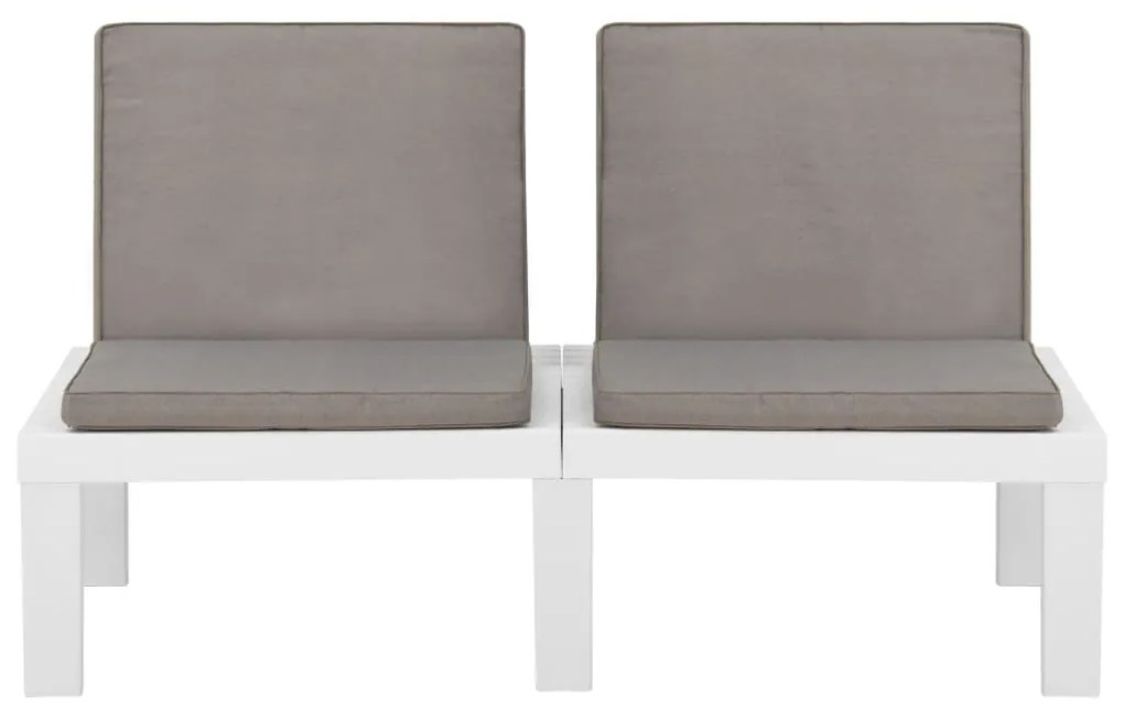 4 pcs conjunto lounge de jardim com almofadões plástico branco