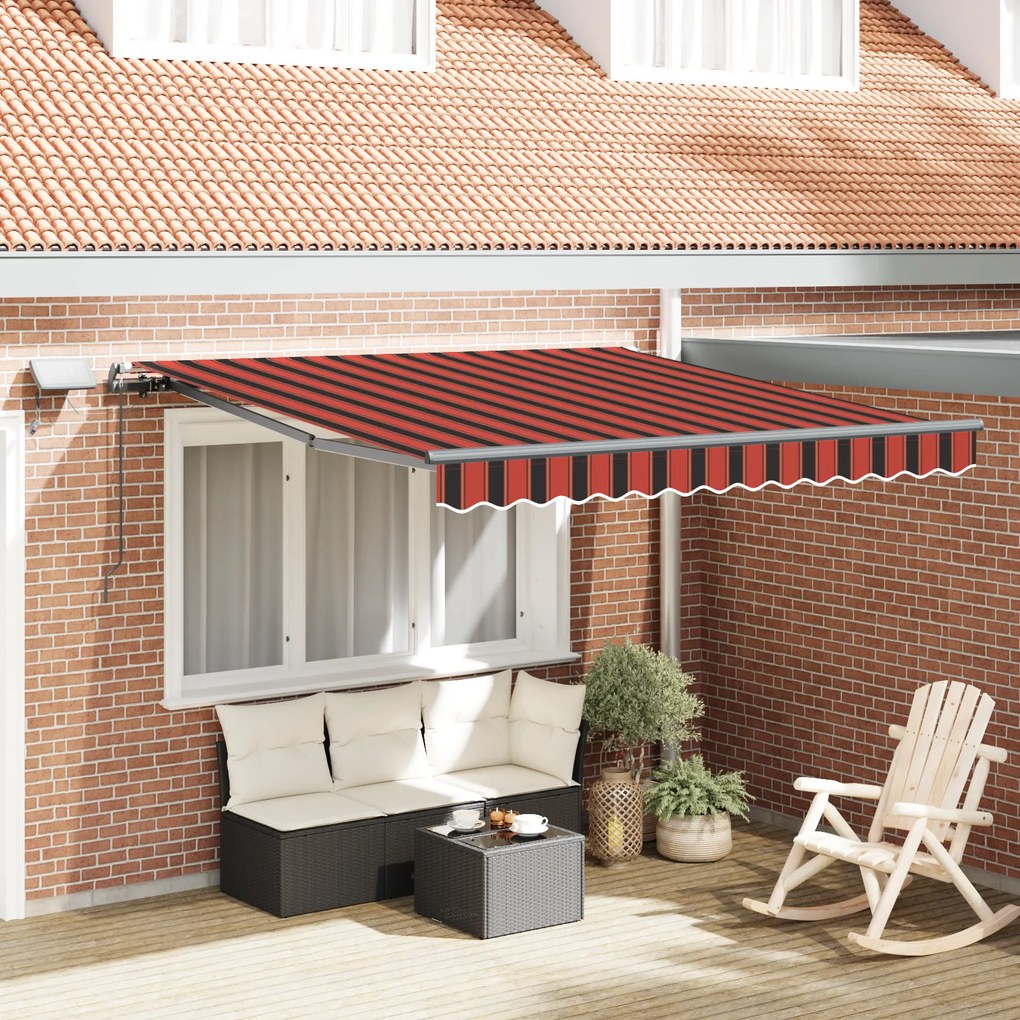 vidaXL Toldo Retrátil Manual com LED Laranja e Marrom 300x250 cm