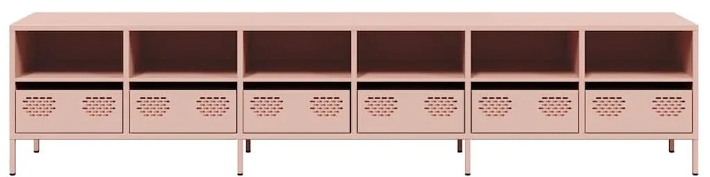 Móvel de TV 202x39x43,5 cm aço laminado a frio rosa