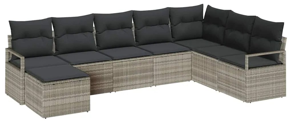 Conjunto de Sofás para Jardim com 8 Peças e Almofadas Cinza Claro em R