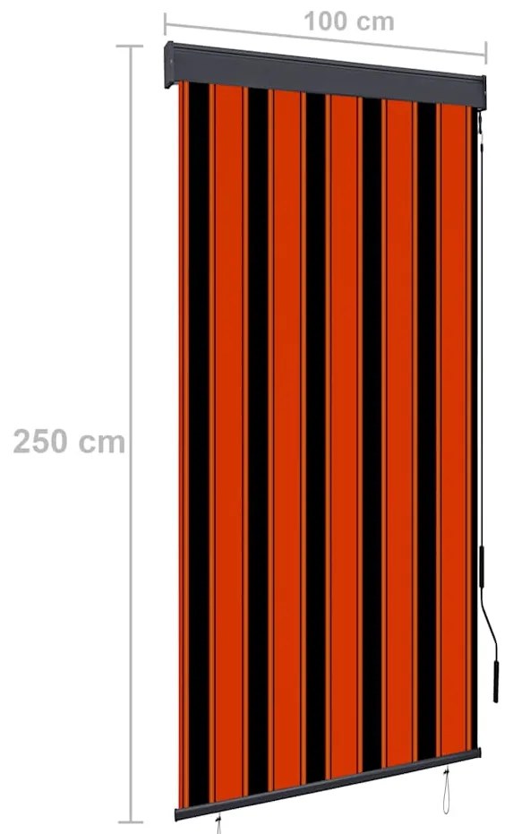 Estore de rolo para exterior 100x250 cm laranja e castanho