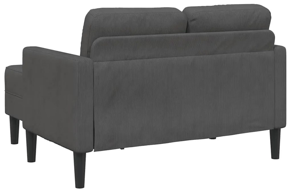 Sofá 2 lugares com Chaise em L 125 cm linho cinzento-escuro