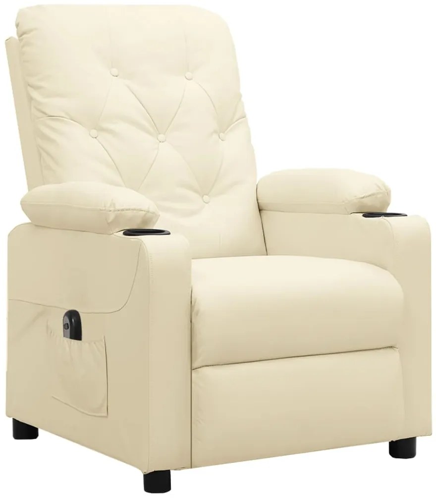 Poltrona reclinável elétrica couro artificial cor creme