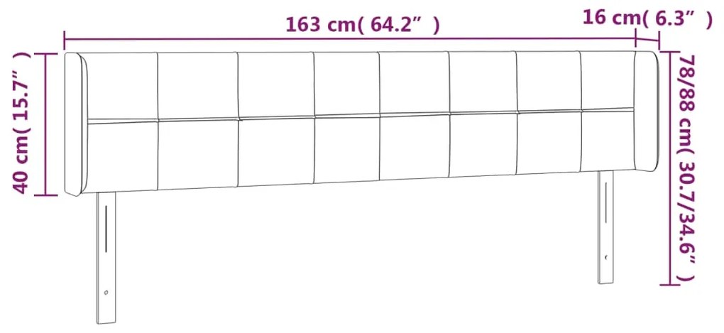 Cabeceira de cama c/ abas tecido 147x16x78/88 cm cinzento-claro