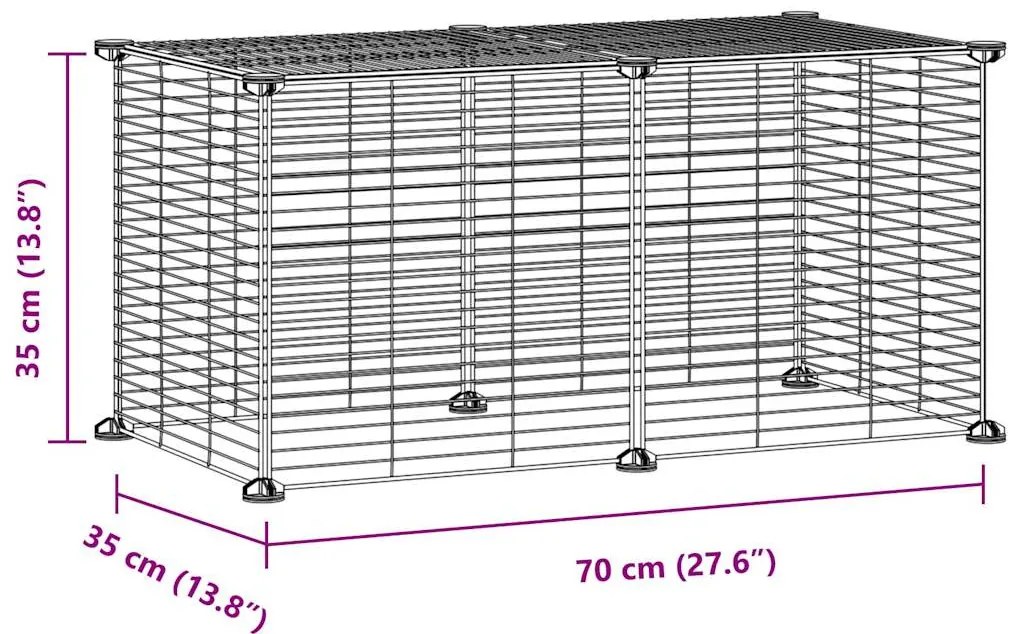 Gaiola p/ animais de estimação com 8 painéis 35x35 cm aço preto