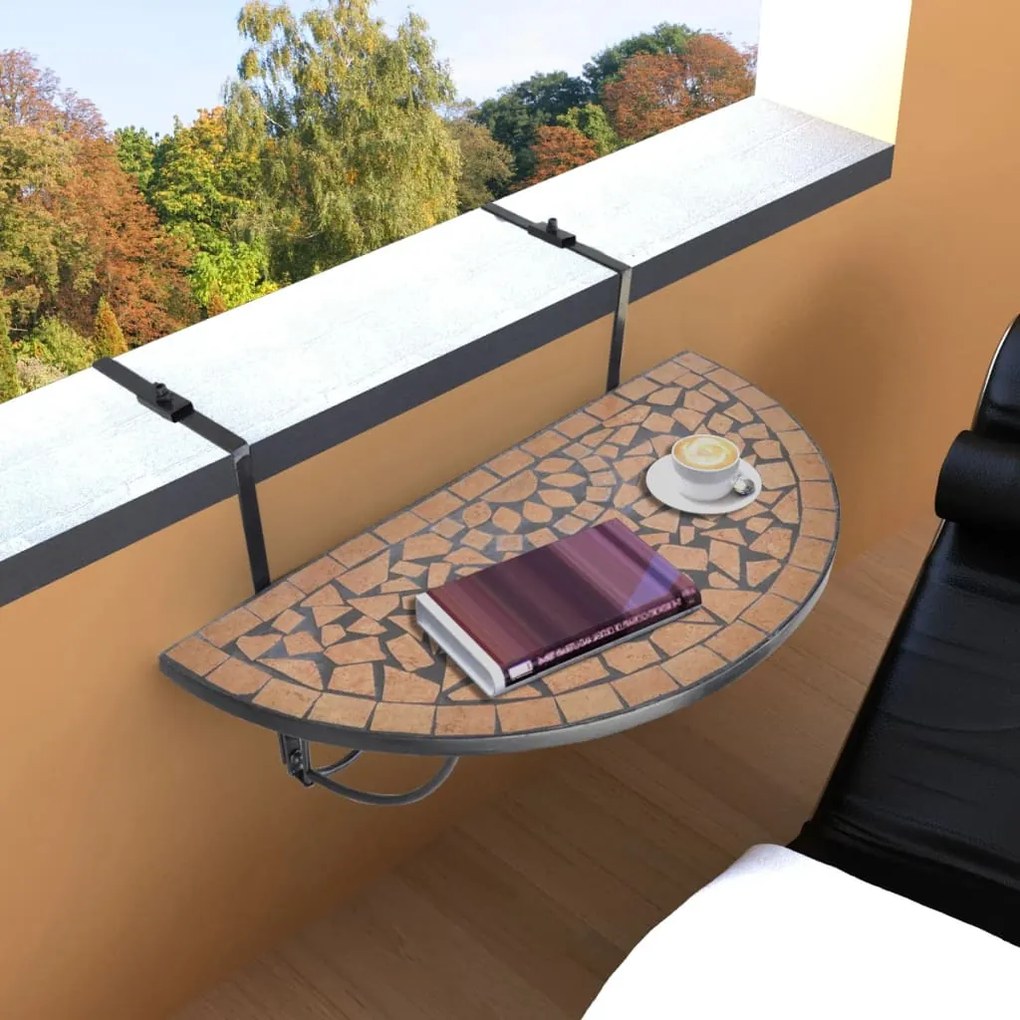 41123 vidaXL Mesa de varanda suspensa mosaico terracota