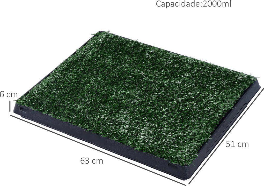 Sanita para Cães com Relva Artificial e Bandeja Sanita Interior para Animais de Estimação com Bandeja Lavável 51x63x6 cm Verde
