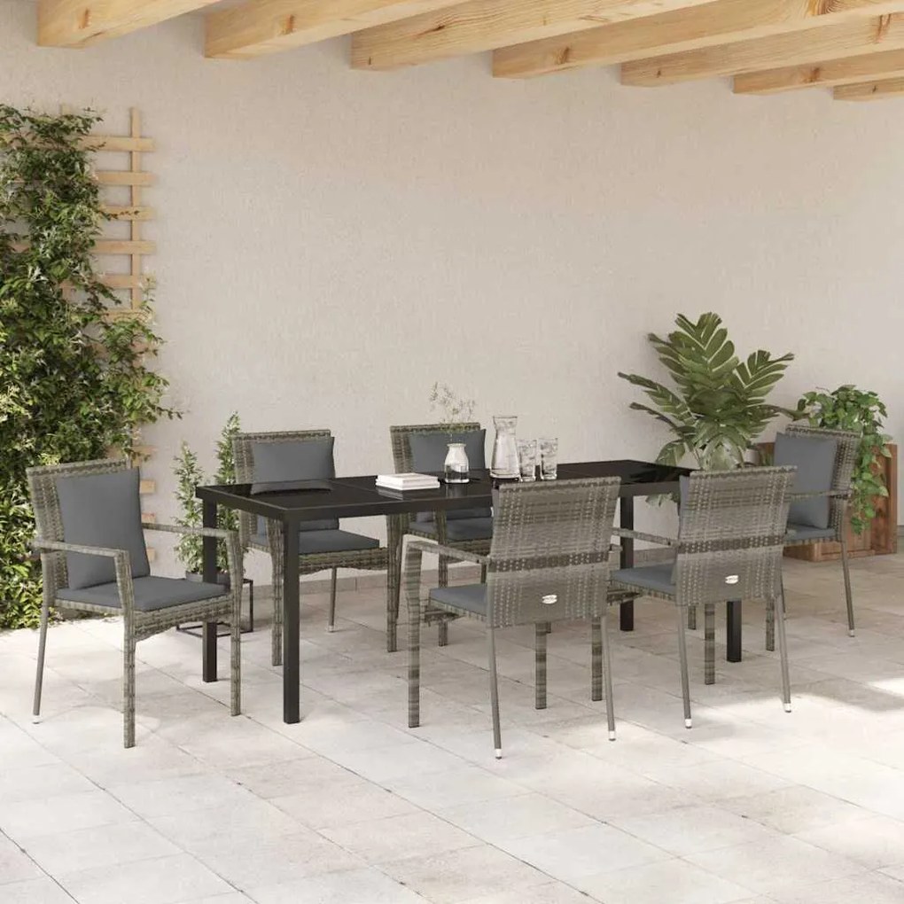 Conjunto de Cadeiras de Jardim 7 pcs Cinzeto 200 x 80 x 73 cm