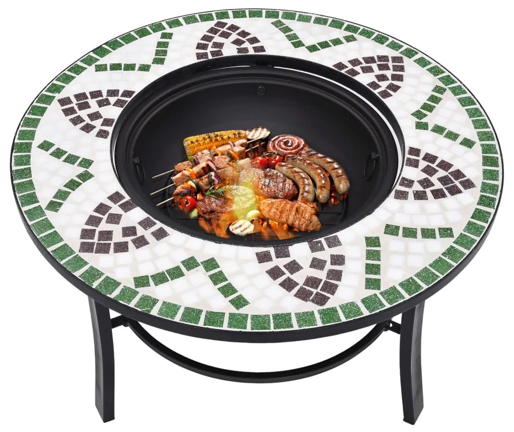 Braseira em mosaico 68 cm cerâmica verde
