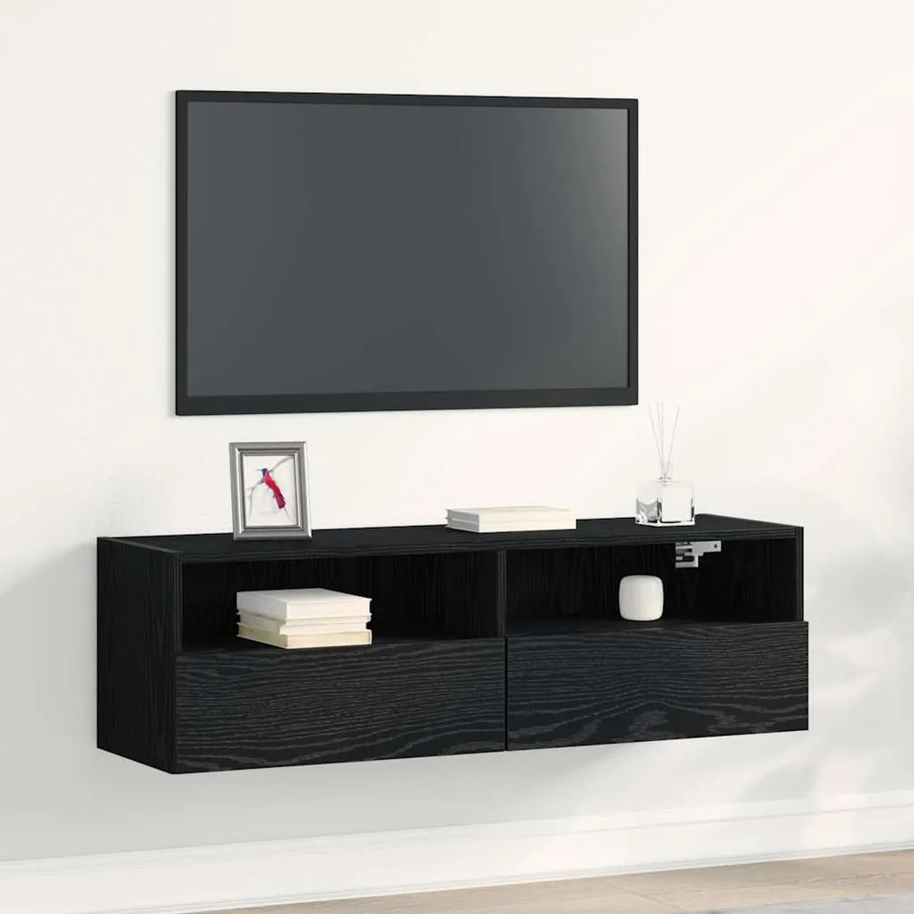 Servidor de TV vidaXL Preto Carvalho 100x30x30 cm Madeira de engenharia