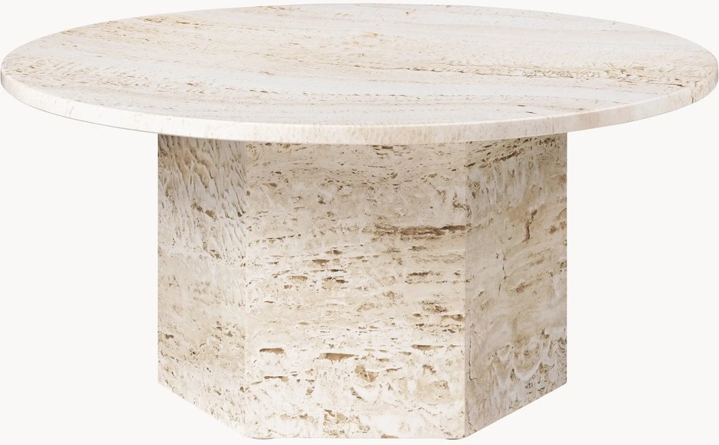 Mesa de centro redonda em travertino Epic