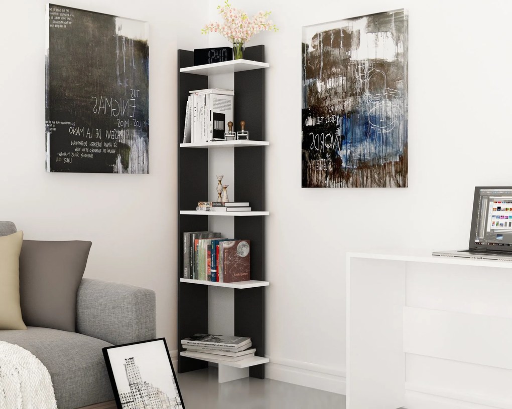 Estante Als – Preto e Branco – 45 cm x 170 cm x 22 cm