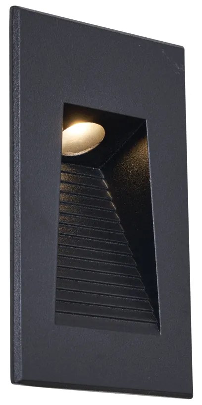 Aplique de parede embutido moderno preto 7cm incl. LED IP65 - Trem Moderno