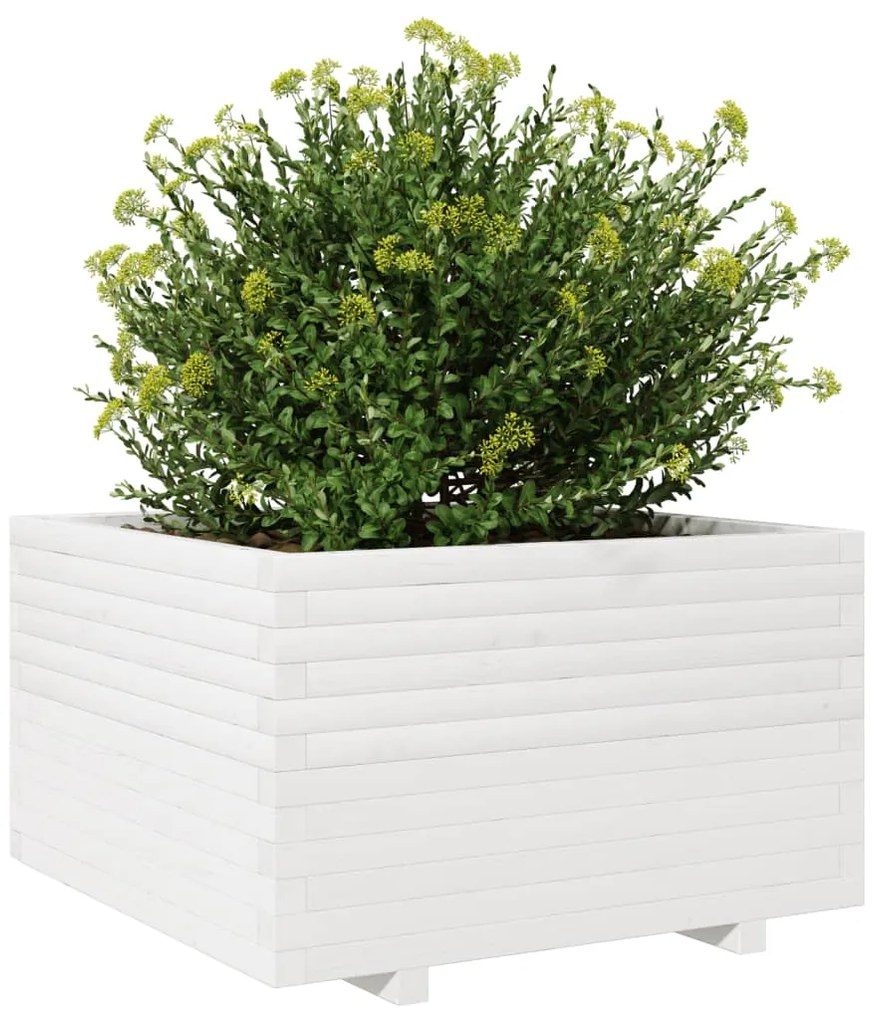 Vaso/floreira jardim 80x80x49,5 cm madeira pinho maciça branco