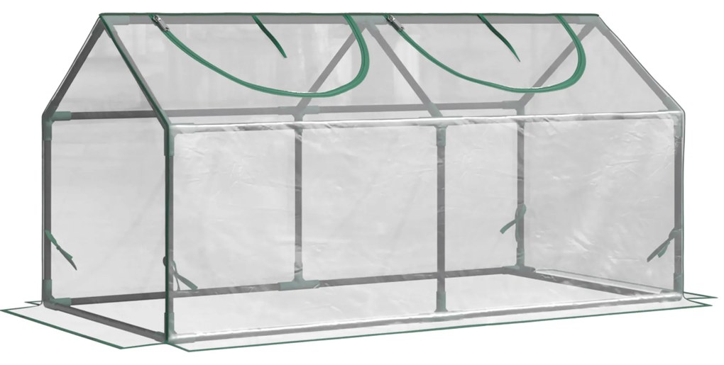 Outsunny Estufa 119x60x60cm Estufa de Jardim com 2 Janelas Enroláveis para Cultivo de Plantas Verduras Flores Transparente