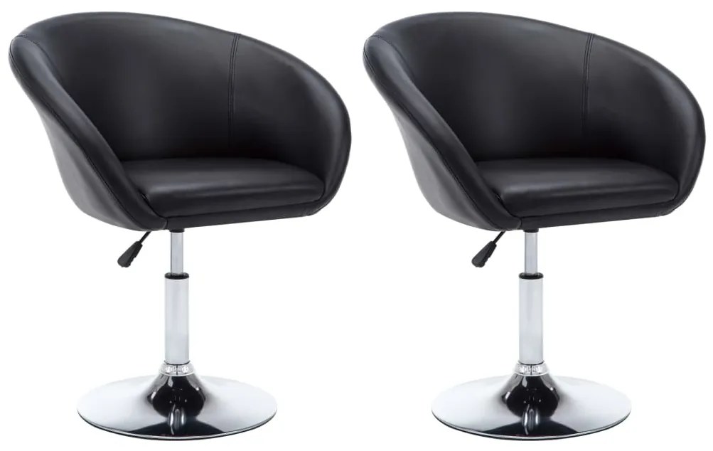 vidaXL Cadeiras de jantar giratórias 2 pcs couro artificial preto