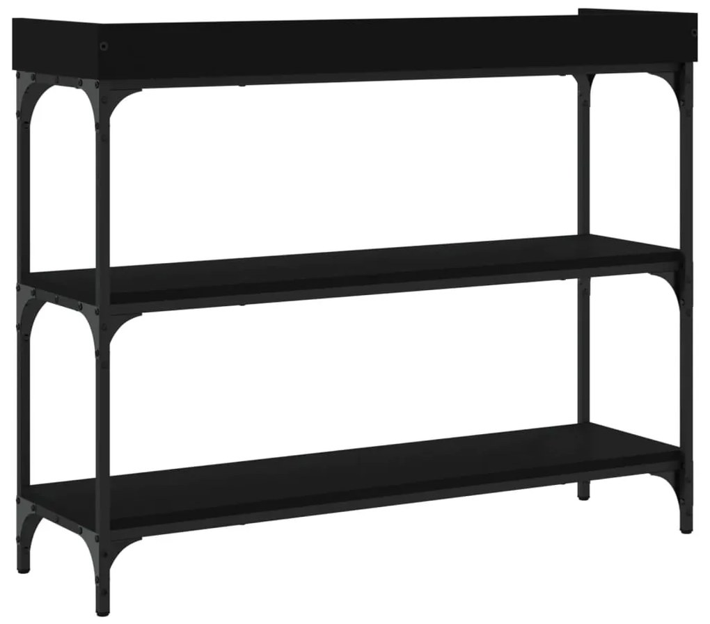 Mesa consola c/ prateleiras 100x30x80 cm preto