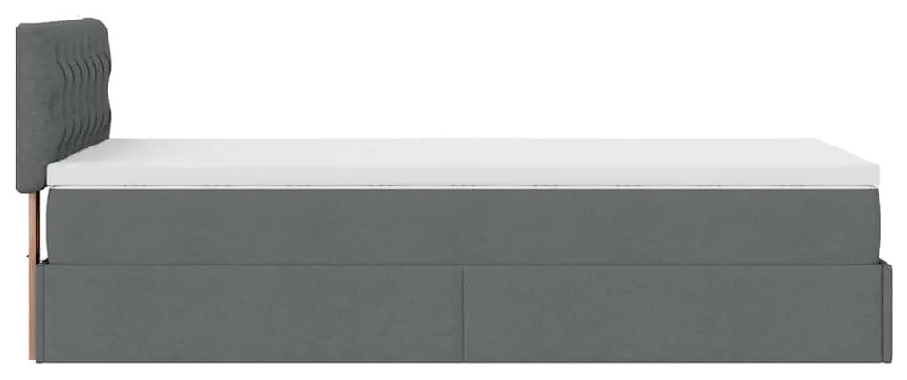Cama Otomana com colchão & LEDs 80x200cm tecido cinza-escuro