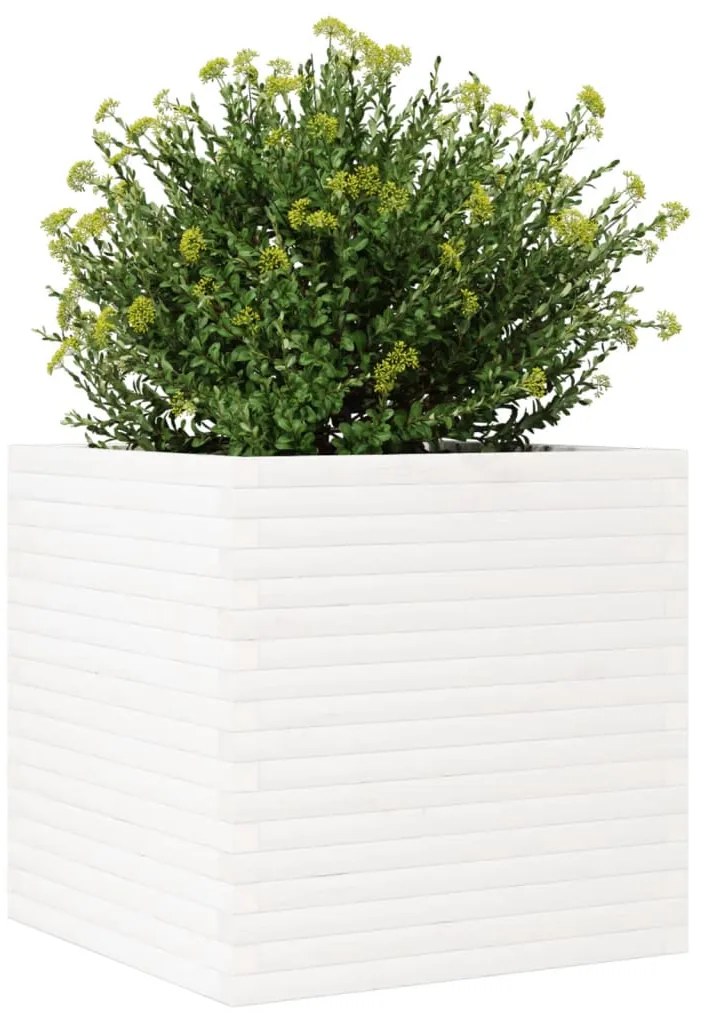 Vaso/floreira de jardim 70x70x68,5 cm pinho maciço branco