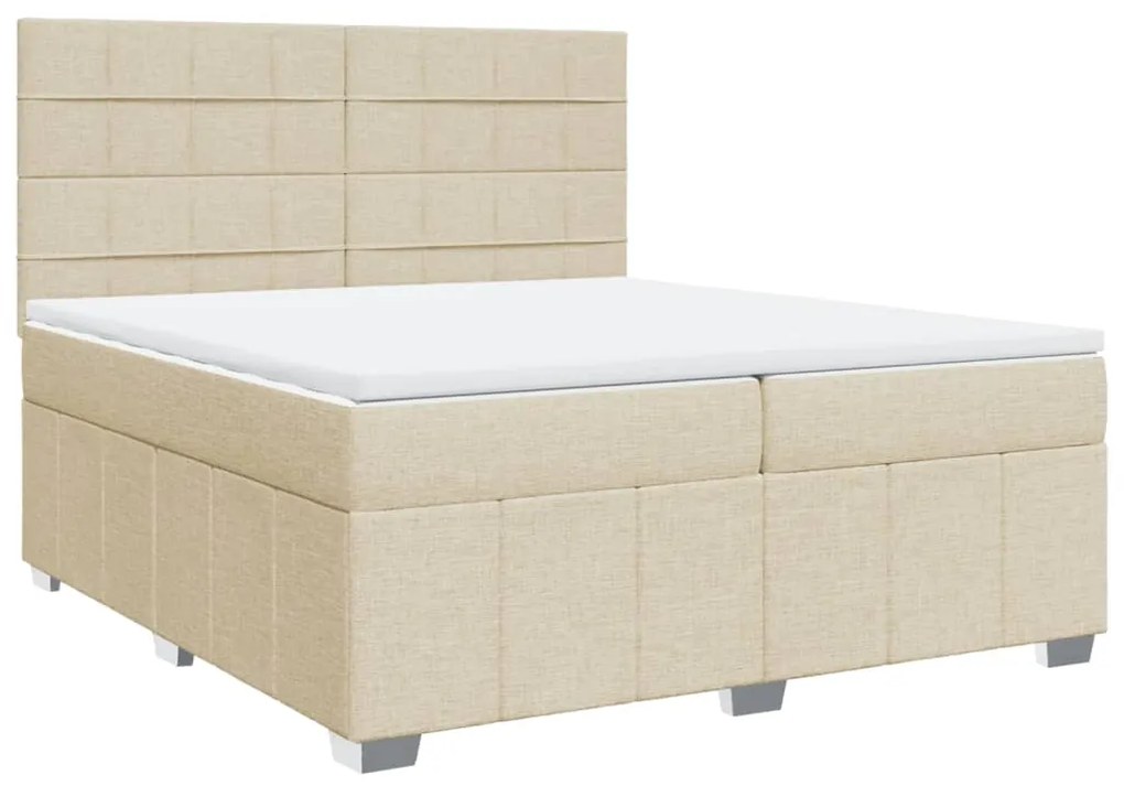 Cama com molas/colchão 200x200 cm tecido cor creme