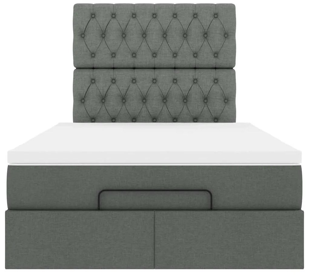 Estrutura cama otomana colchão 120x200cm tecido cinzento escuro
