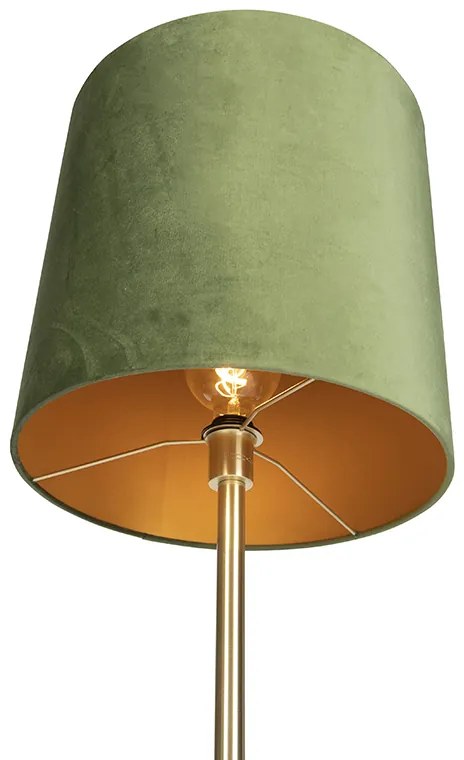 Candeeiro de pé botânico em latão com cúpula verde 40 cm - Simplo Moderno