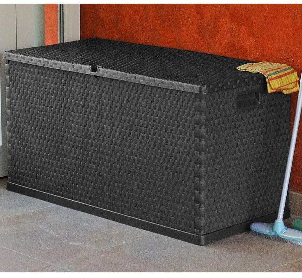 Móvel de arrumação para jardim 120x56x63 cm vime PE antracite