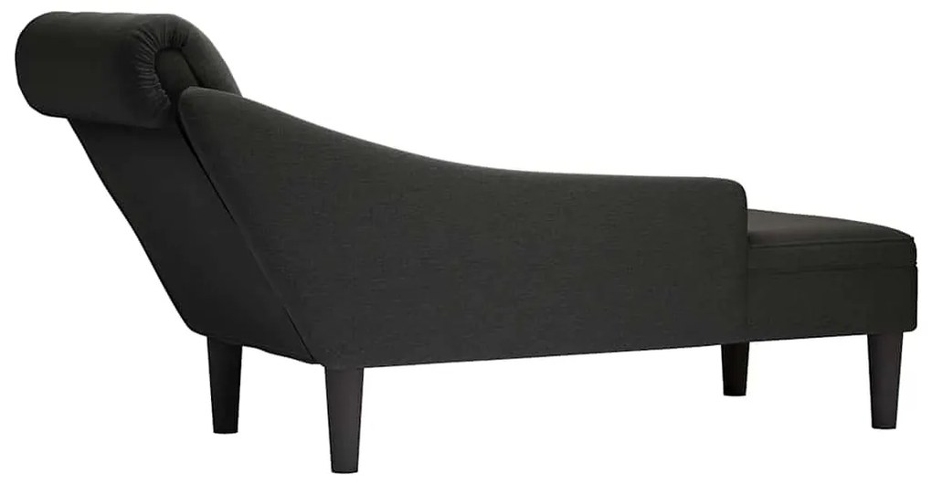 Chaise lounge c/ almofada/apoio de braços direito tecido preto