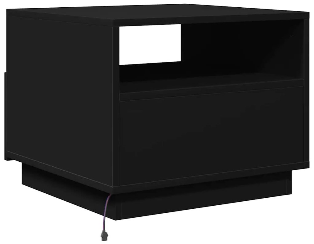 Mesa de centro com luzes LED 50x49x40 cm preto