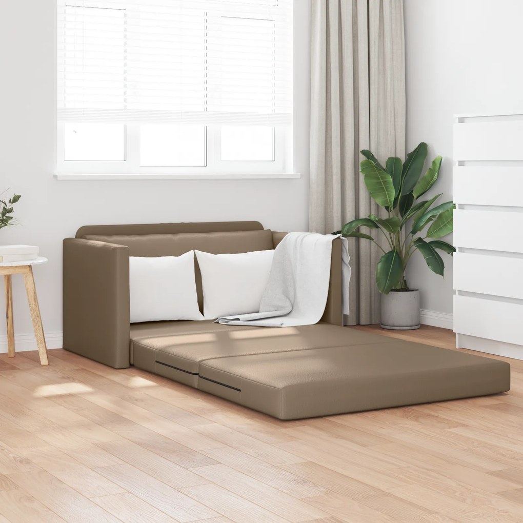 vidaXL Sofá Cama 2 em 1 Cappuccino 124x71x78 cm Couro Sintético